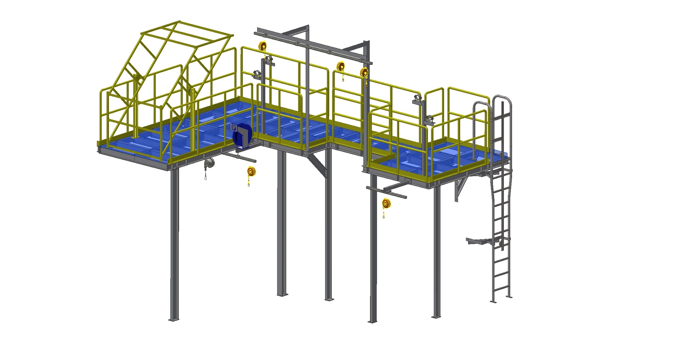 Maintenance platform for pigging stations in the area of barrel filling
